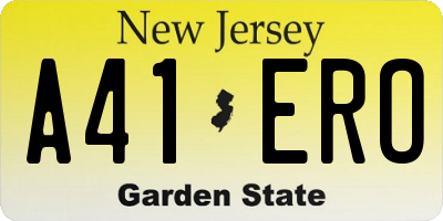 NJ license plate A41ERO