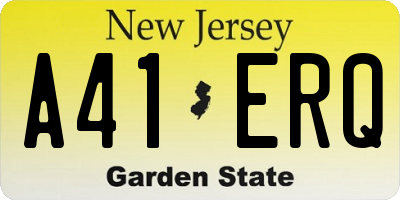 NJ license plate A41ERQ