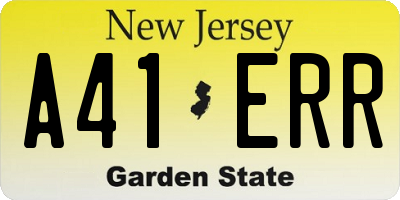 NJ license plate A41ERR