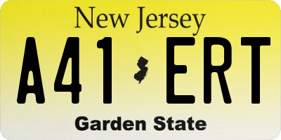 NJ license plate A41ERT