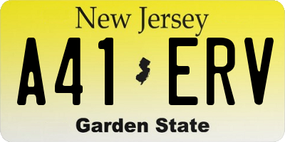 NJ license plate A41ERV