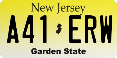 NJ license plate A41ERW