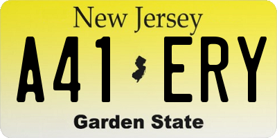 NJ license plate A41ERY