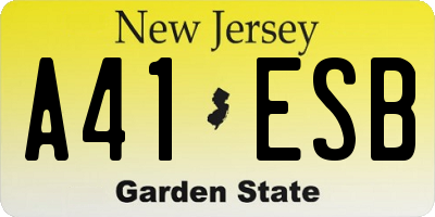 NJ license plate A41ESB