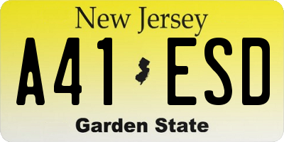 NJ license plate A41ESD