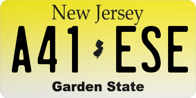 NJ license plate A41ESE