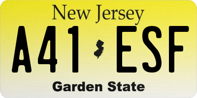 NJ license plate A41ESF