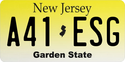 NJ license plate A41ESG