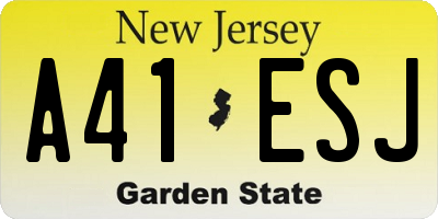 NJ license plate A41ESJ