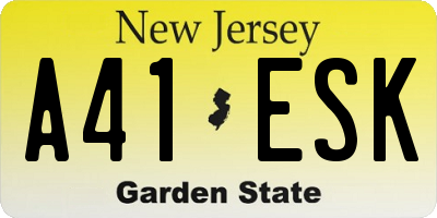 NJ license plate A41ESK