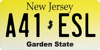 NJ license plate A41ESL