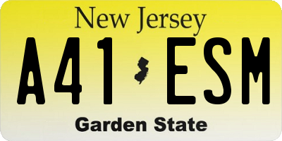 NJ license plate A41ESM