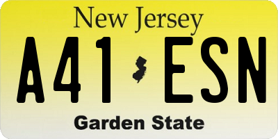 NJ license plate A41ESN