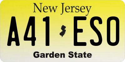 NJ license plate A41ESO