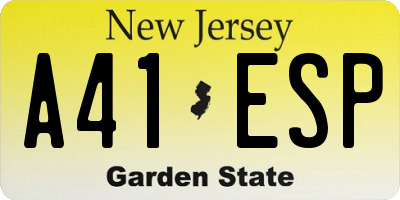 NJ license plate A41ESP