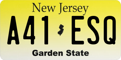 NJ license plate A41ESQ