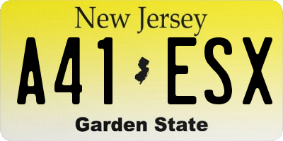 NJ license plate A41ESX
