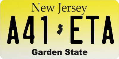 NJ license plate A41ETA