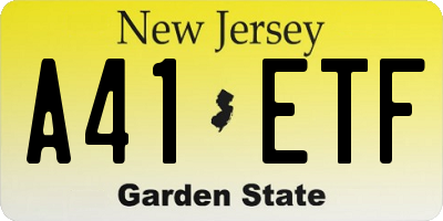 NJ license plate A41ETF