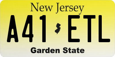 NJ license plate A41ETL