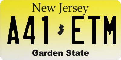 NJ license plate A41ETM