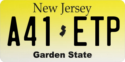 NJ license plate A41ETP