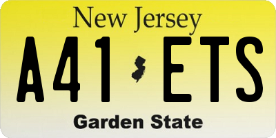 NJ license plate A41ETS