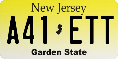 NJ license plate A41ETT