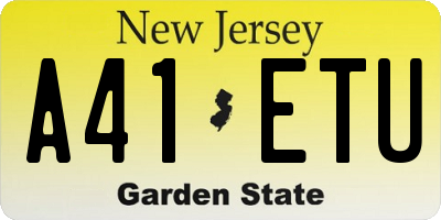 NJ license plate A41ETU