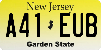 NJ license plate A41EUB