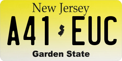 NJ license plate A41EUC
