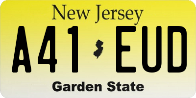 NJ license plate A41EUD