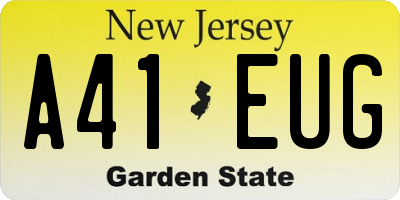NJ license plate A41EUG