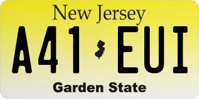 NJ license plate A41EUI