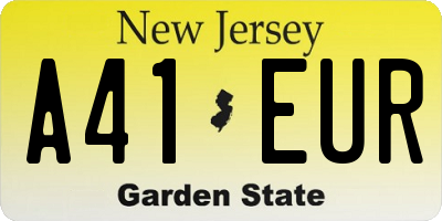 NJ license plate A41EUR