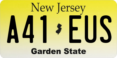 NJ license plate A41EUS