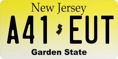 NJ license plate A41EUT