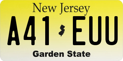 NJ license plate A41EUU
