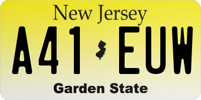 NJ license plate A41EUW