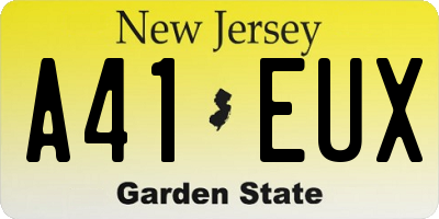 NJ license plate A41EUX