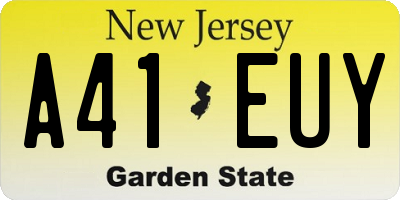 NJ license plate A41EUY