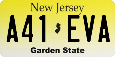 NJ license plate A41EVA