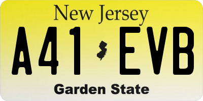 NJ license plate A41EVB