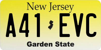 NJ license plate A41EVC