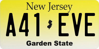 NJ license plate A41EVE