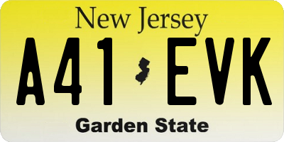 NJ license plate A41EVK