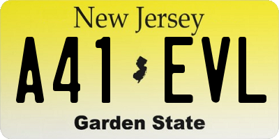 NJ license plate A41EVL