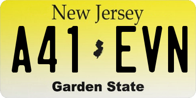 NJ license plate A41EVN
