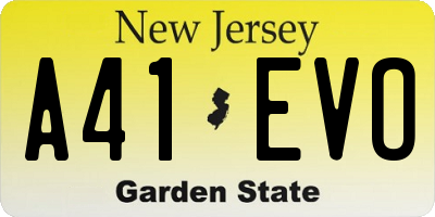 NJ license plate A41EVO
