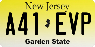 NJ license plate A41EVP
